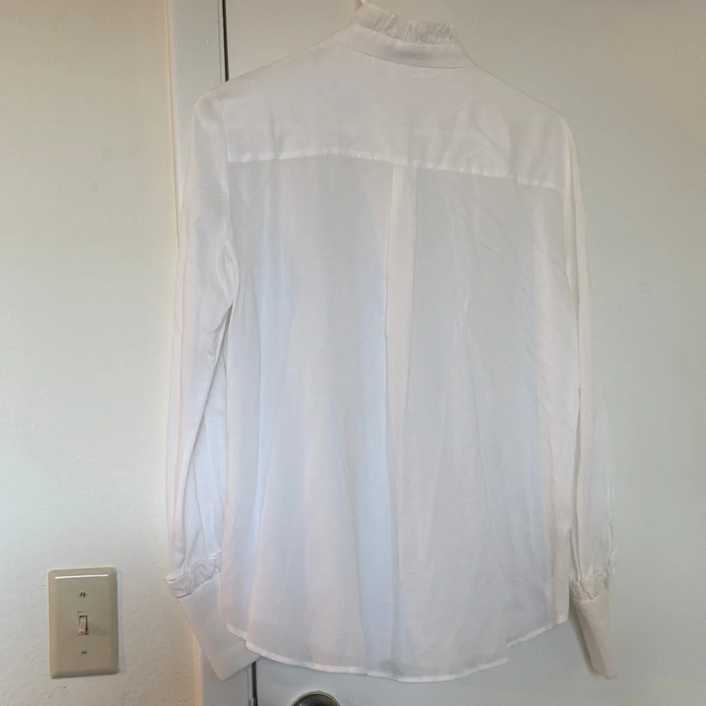 Mango White Ruffle Button-Up Blouse - Picture 10 of 11